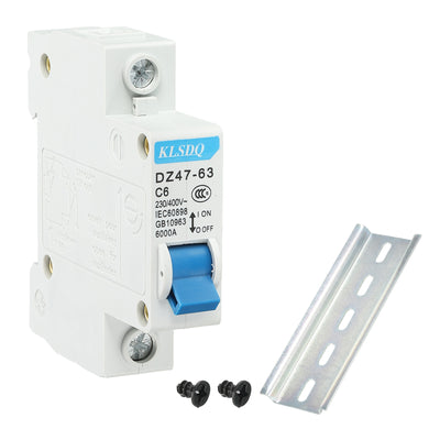 Harfington Miniature Circuit Breaker Low Voltage AC 6A 230/400V 1 Pole DZ47-63 C6