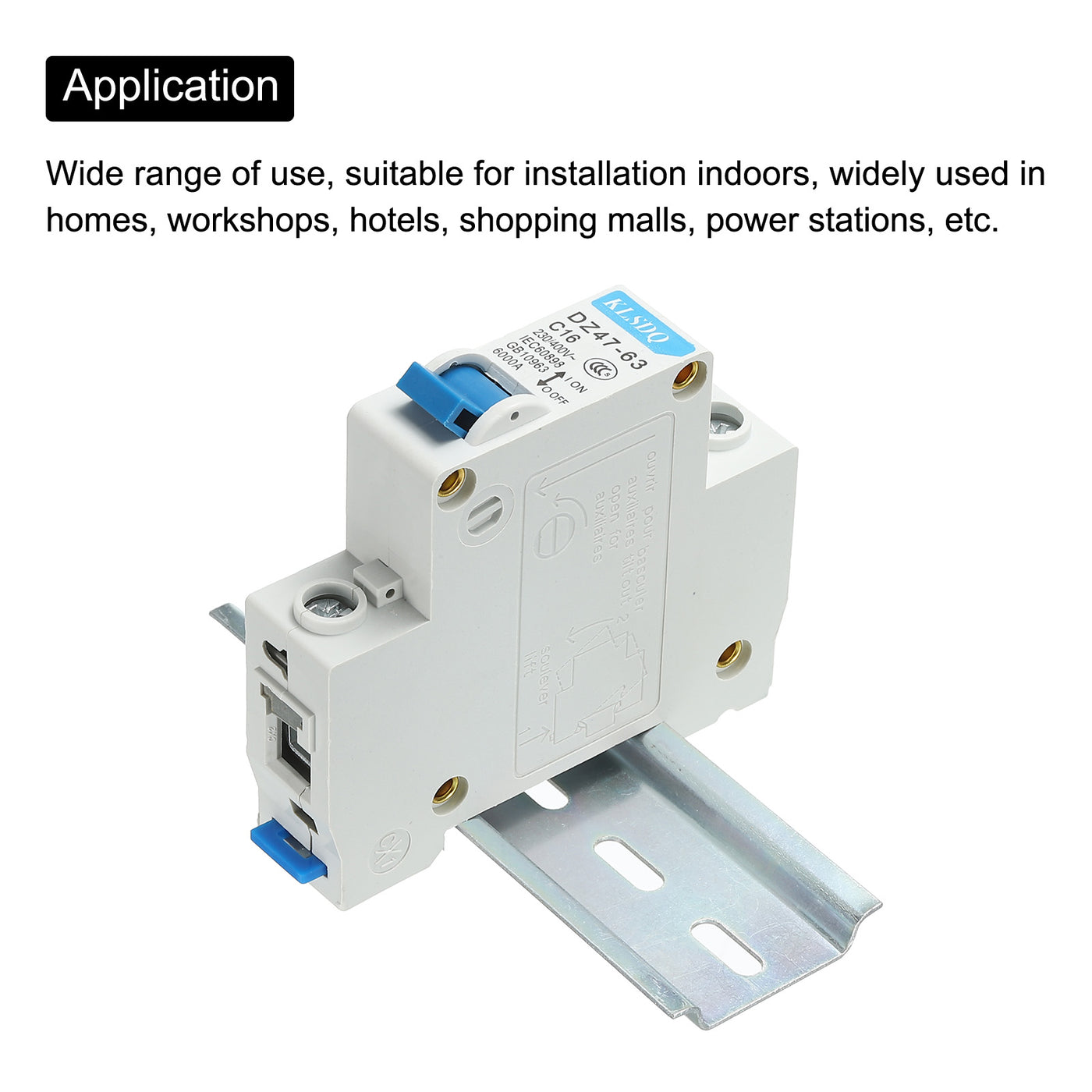 Harfington Miniature Circuit Breaker Low Voltage AC 16A 230/400V 1 Pole DZ47-63 C16