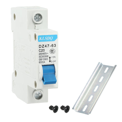 Harfington Miniature Circuit Breaker Low Voltage AC 20A 230/400V 1 Pole DZ47-63 C20