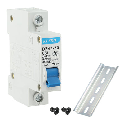 Harfington Miniature Circuit Breaker Low Voltage AC 63A 230/400V 1 Pole DZ47-63 C63