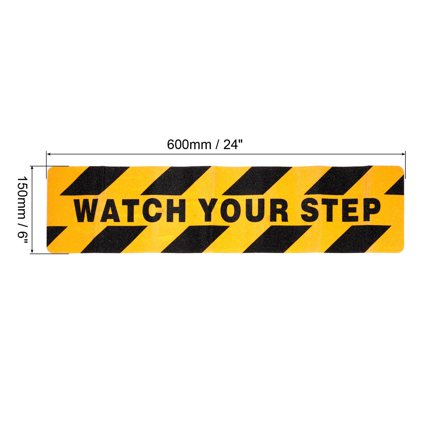 Harfington 6" x 24" Watch Your Step Warning Sticker, 1 Pack Adhesive Abrasive Non Slip Tape for Wet Surface Stair Floor Caution