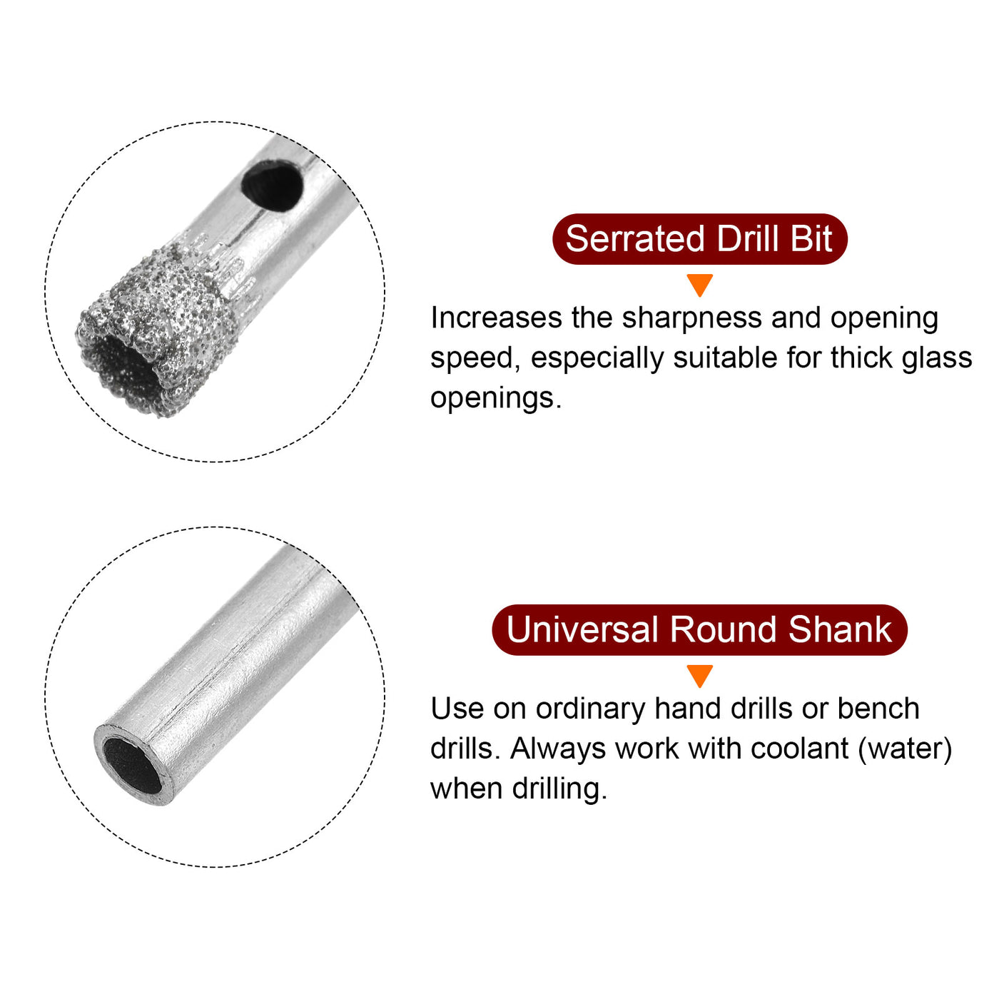 Harfington 6mm Serrated Hollow Core Diamond Drill Bits Hole Saw for Glass Tile Stone 2pcs