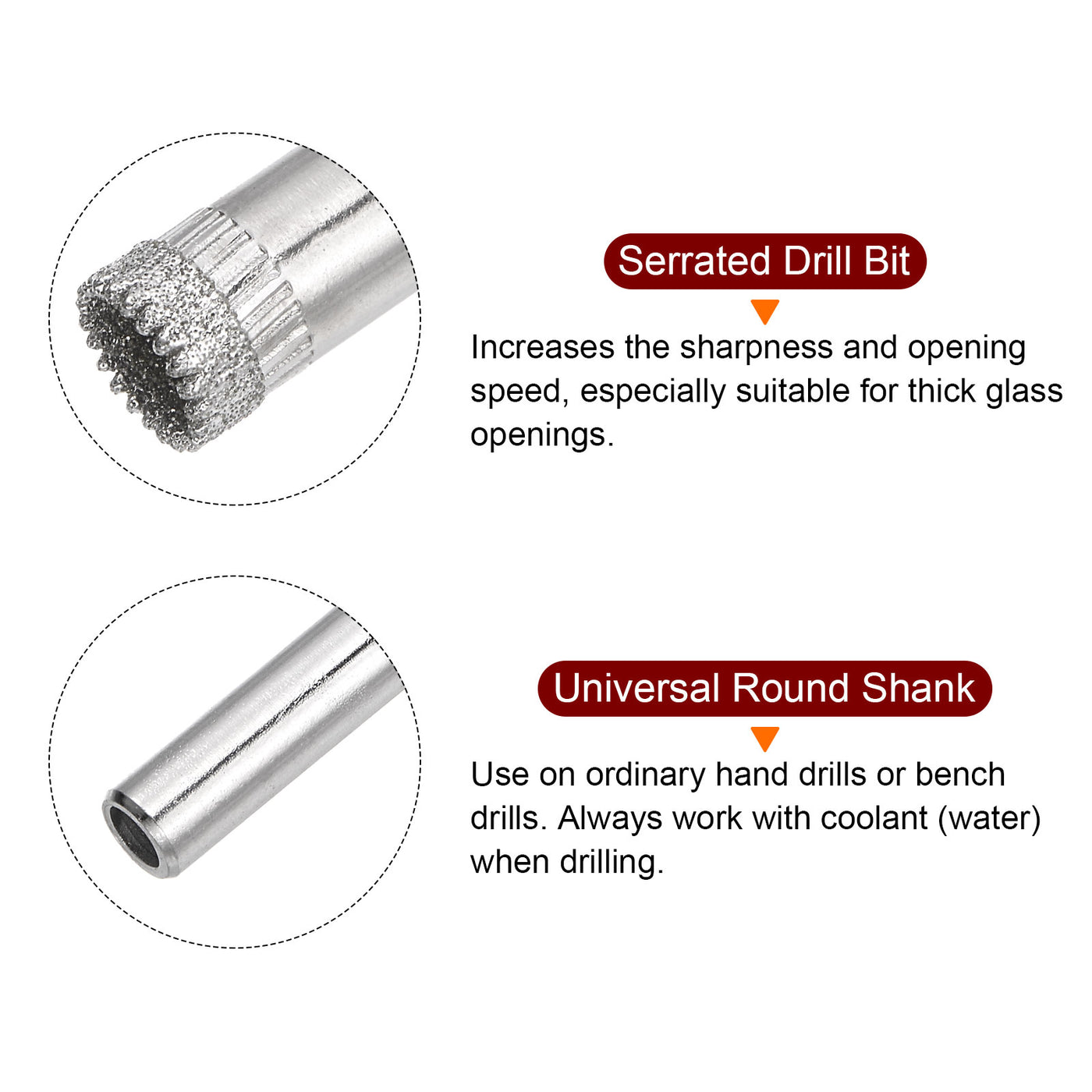 Harfington 11mm Serrated Hollow Core Diamond Drill Bits Hole Saw for Glass Tile Stone