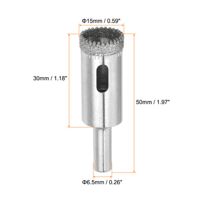 Harfington 15mm Serrated Hollow Core Diamond Drill Bits Hole Saw for Glass Tile Stone