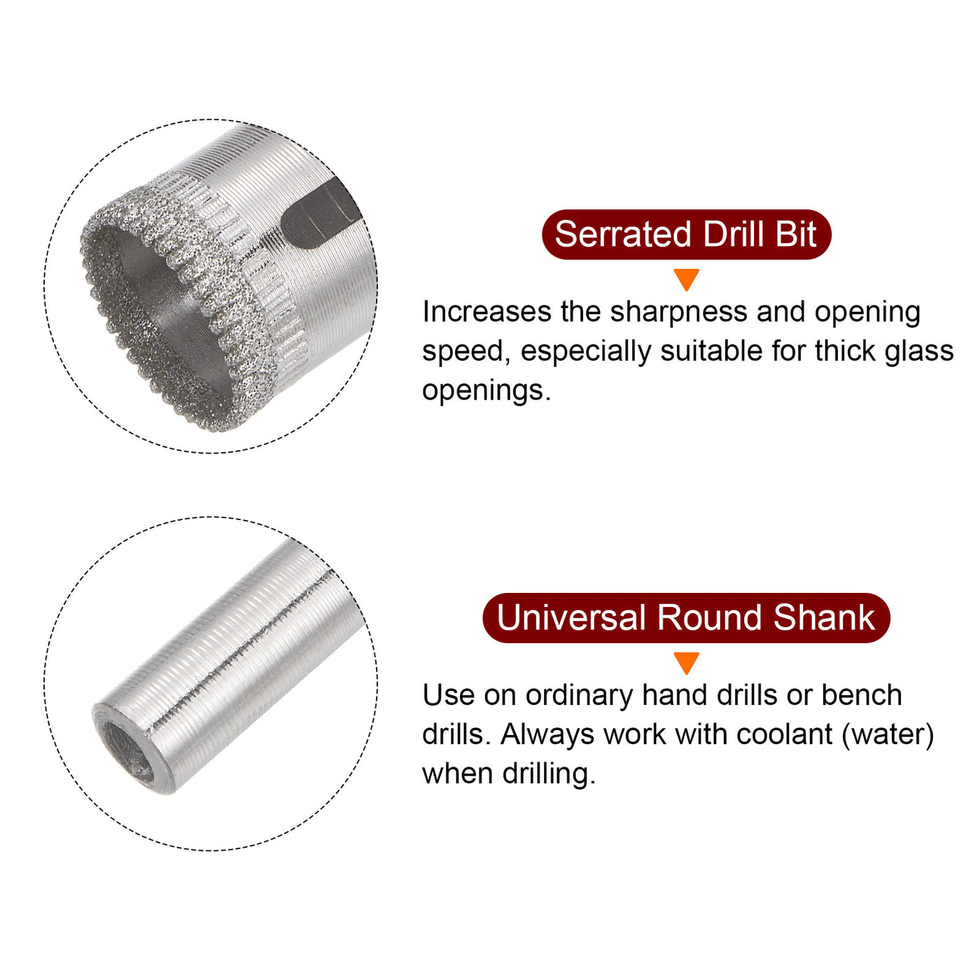 Harfington 20mm Serrated Hollow Core Diamond Drill Bits Hole Saw for Glass Tile Stone