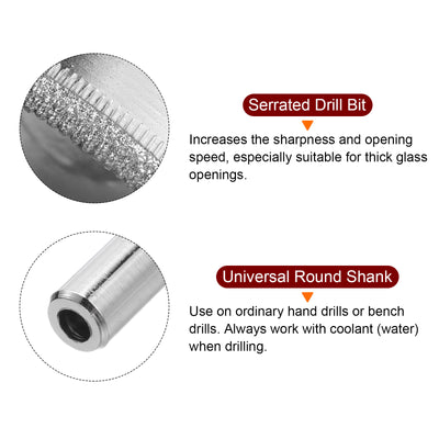 Harfington 30mm Serrated Hollow Core Diamond Drill Bits Hole Saw for Glass Tile Stone