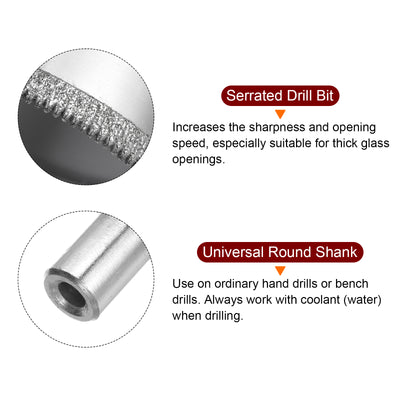 Harfington 45mm Serrated Hollow Core Diamond Drill Bits Hole Saw for Glass Tile Stone