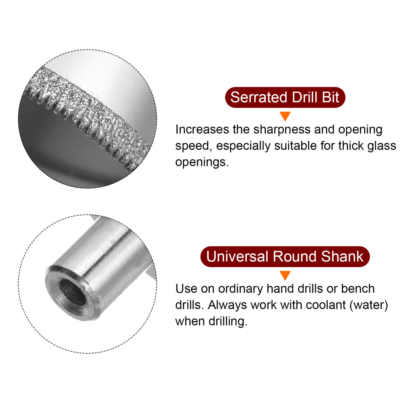 Harfington 50mm Serrated Hollow Core Diamond Drill Bits Hole Saw for Glass Tile Stone