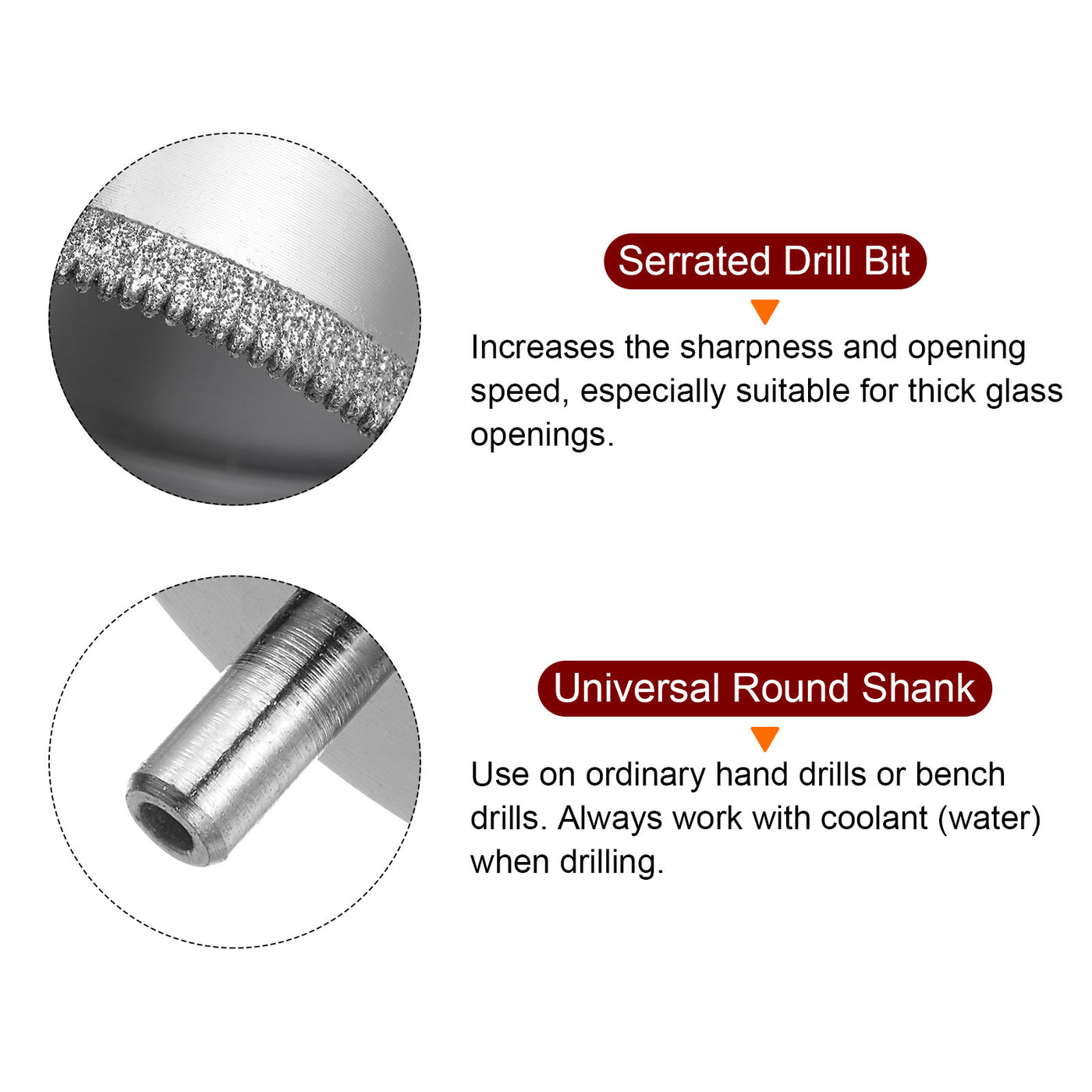 Harfington 65mm Serrated Hollow Core Diamond Drill Bits Hole Saw for Glass Tile Stone