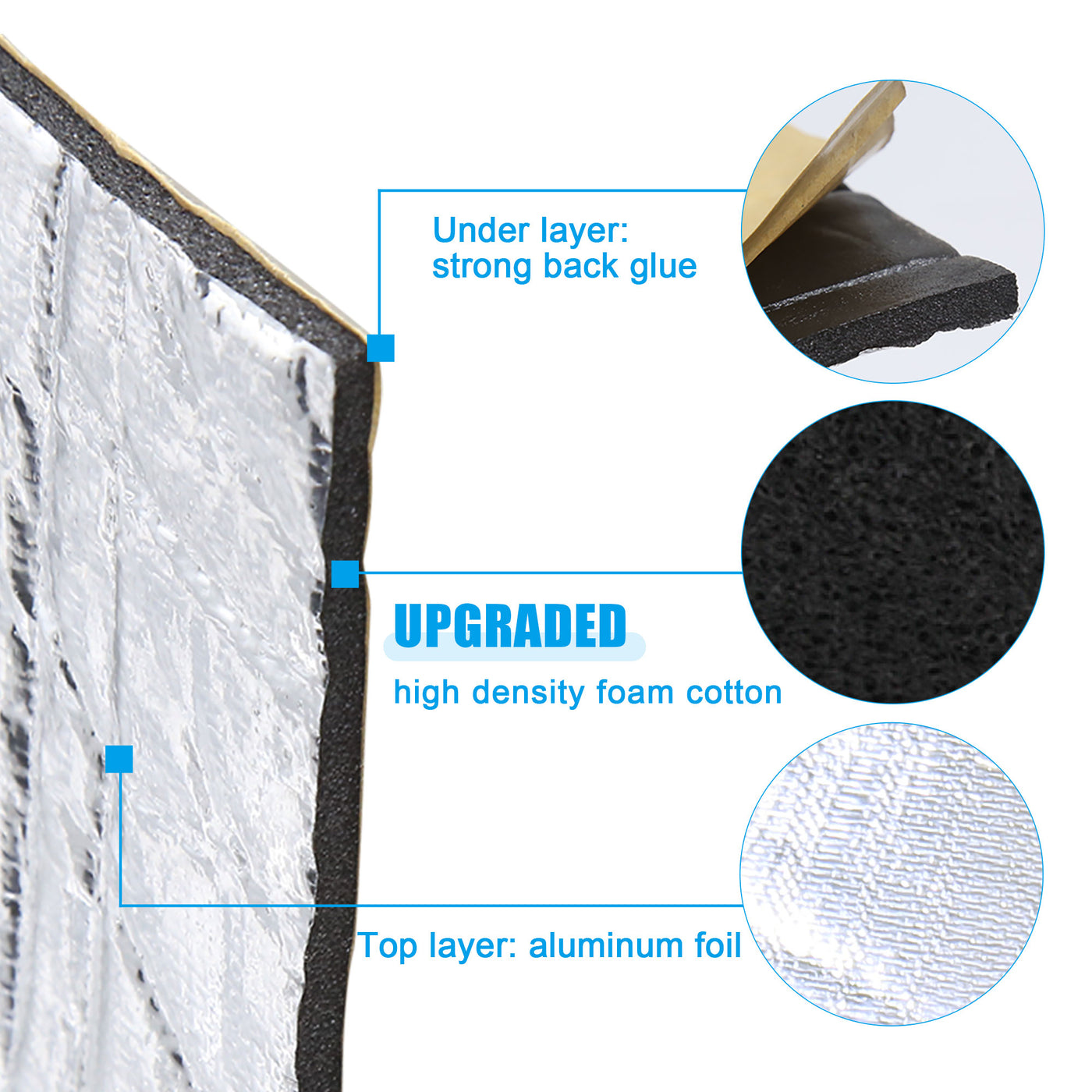 uxcell Uxcell 197mil 32.6sqft Heat Sound Deadening Mat for Factory Farm Roof and Water Pipe Thermal Acoustic Insulation 119.3x39.4inch