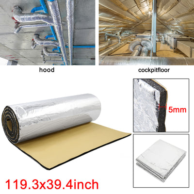 Harfington Uxcell 197mil 32.6sqft Heat Sound Deadening Mat for Factory Farm Roof and Water Pipe Thermal Acoustic Insulation 119.3x39.4inch