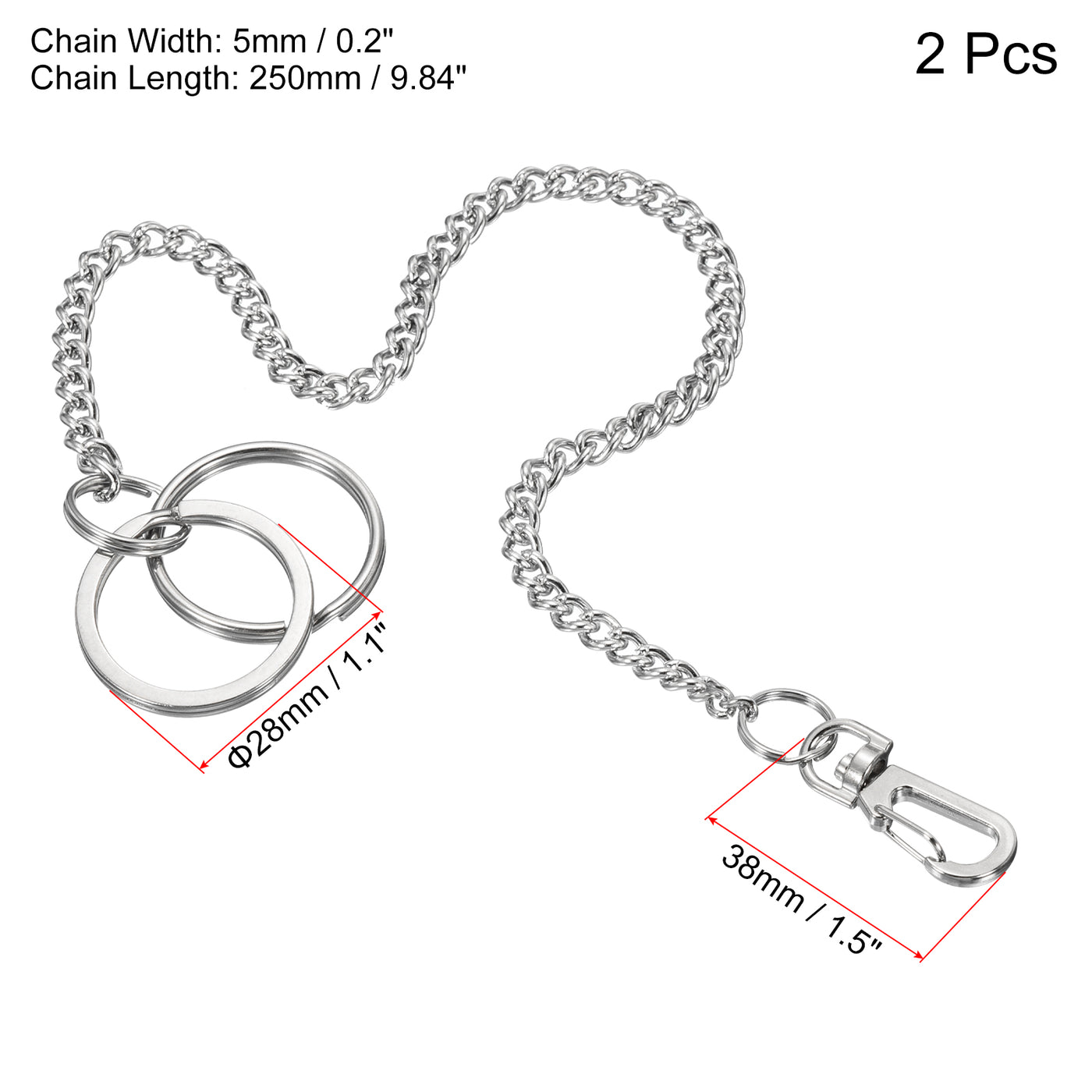 Harfington Keychain with Keyrings Clasp, 304 Stainless Steel Clip for Jeans Pants Belt Loop Pocket Wallet Handbag