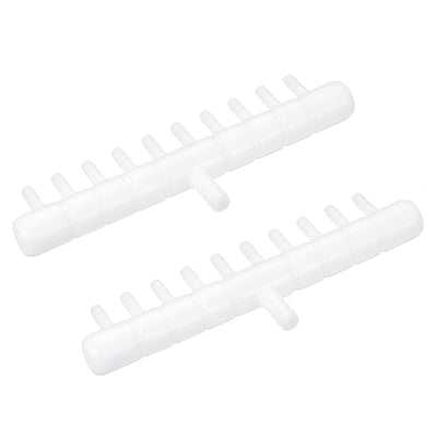 Harfington Uxcell Air Line Tubing Splitter Connector, 2Pcs 8mm/0.31" to 5mm/0.2" 10 Way, White