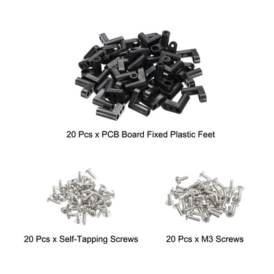 Harfington PCB Plastic Fixed Feet Circuit Board Standoff Black Mounting Spacer 20mm with Screws for Mainboard Game Console, 20 Set