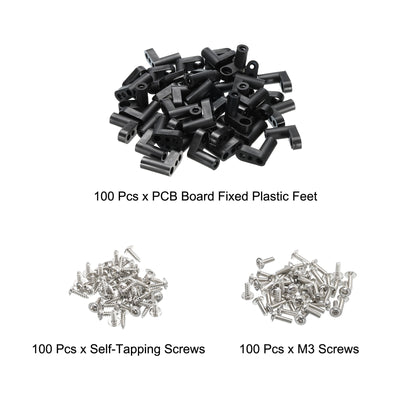 Harfington PCB Plastic Fixed Feet Circuit Board Standoff Black Mounting Spacer 20mm with Screws for Mainboard Game Console, 100 Set
