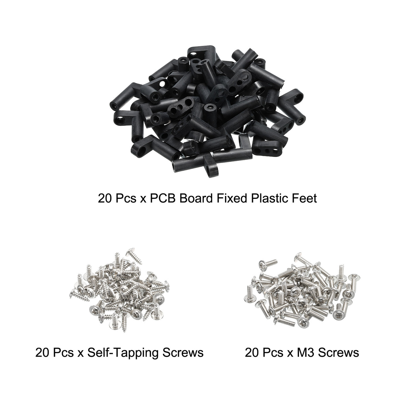 Harfington PCB Plastic Fixed Feet Circuit Board Standoff Black Mounting Spacer 25mm with Screws for Mainboard Game Console, 20 Set