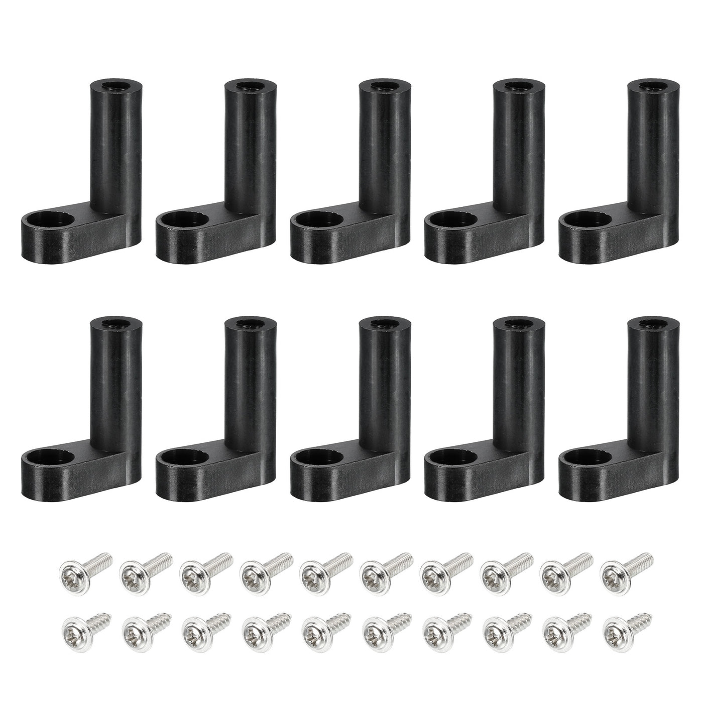 Harfington PCB Plastic Fixed Feet Circuit Board Standoff Black Mounting Spacer 25mm with Screws for Mainboard Game Console, 20 Set