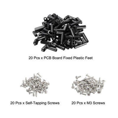 Harfington PCB Plastic Fixed Feet Circuit Board Standoff Black Mounting Spacer 30mm with Screws for Mainboard Game Console, 20 Set