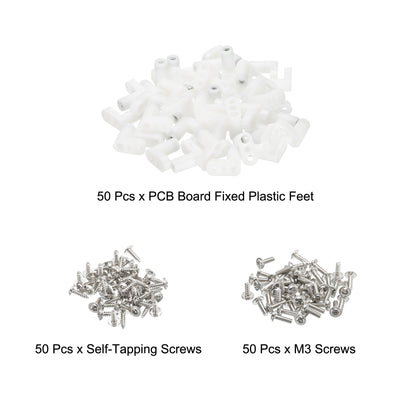 Harfington PCB Plastic Fixed Feet Circuit Board Standoff White Mounting Spacer 20mm with Screws for Mainboard Game Console, 50 Set