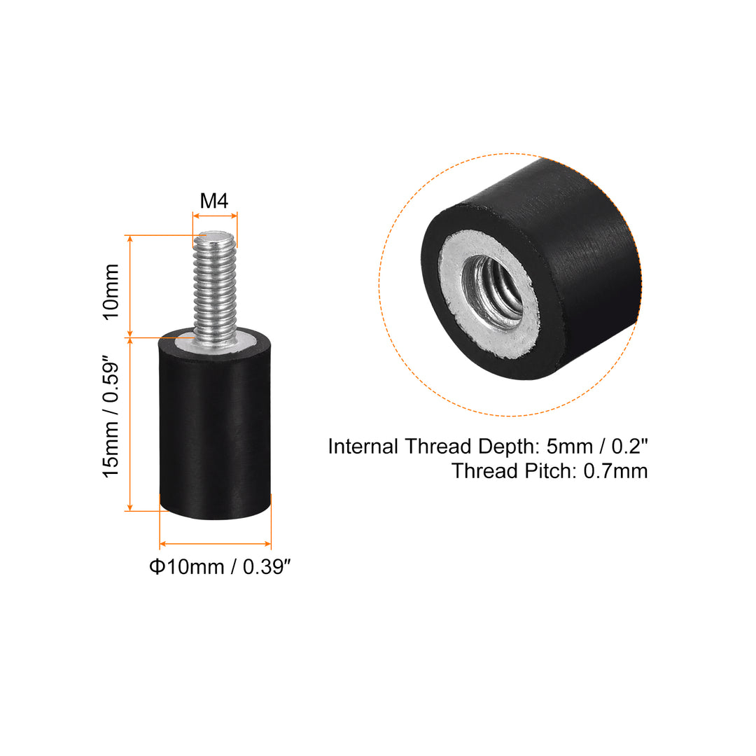 Shock Mount EASYEAH M10 Rubber Studs Shock Absorber Anti-Vibration Isolator Mounts, Rubber Cylindrical Vibration Isolation Mount, For Air Compressors, Garage Rubber Isolator Mounts