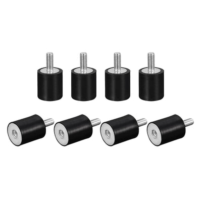 Harfington Uxcell Rubber Mount 8pcs M4 Male/Female Vibration Isolator Shock Absorber, D15mmxH20mm