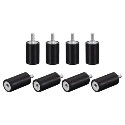Harfington Uxcell Rubber Mount 8pcs M4 Male/Female Vibration Isolator Shock Absorber, D15mmxH30mm