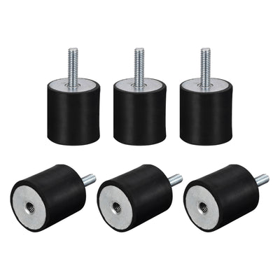 Harfington Uxcell Rubber Mount 6pcs M4 Male/Female Vibration Isolator Shock Absorber, D20mmxH20mm