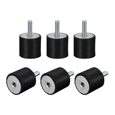Harfington Uxcell Rubber Mount 6pcs M6 Male/Female Vibration Isolator Shock Absorber, D20mmxH15mm