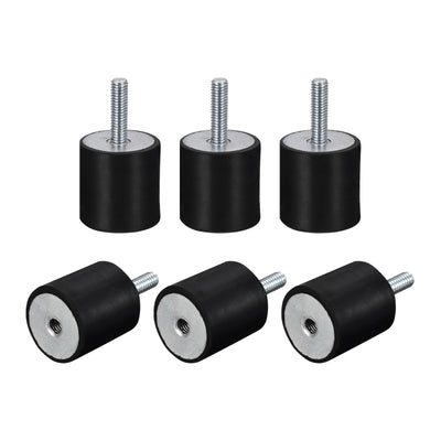Harfington Uxcell Rubber Mount 6pcs M6 Male/Female Vibration Isolator Shock Absorber, D20mmxH20mm