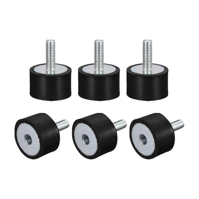 Harfington Uxcell Rubber Mount 6pcs M6 Male/Female Vibration Isolator Shock Absorber, D25mmxH15mm