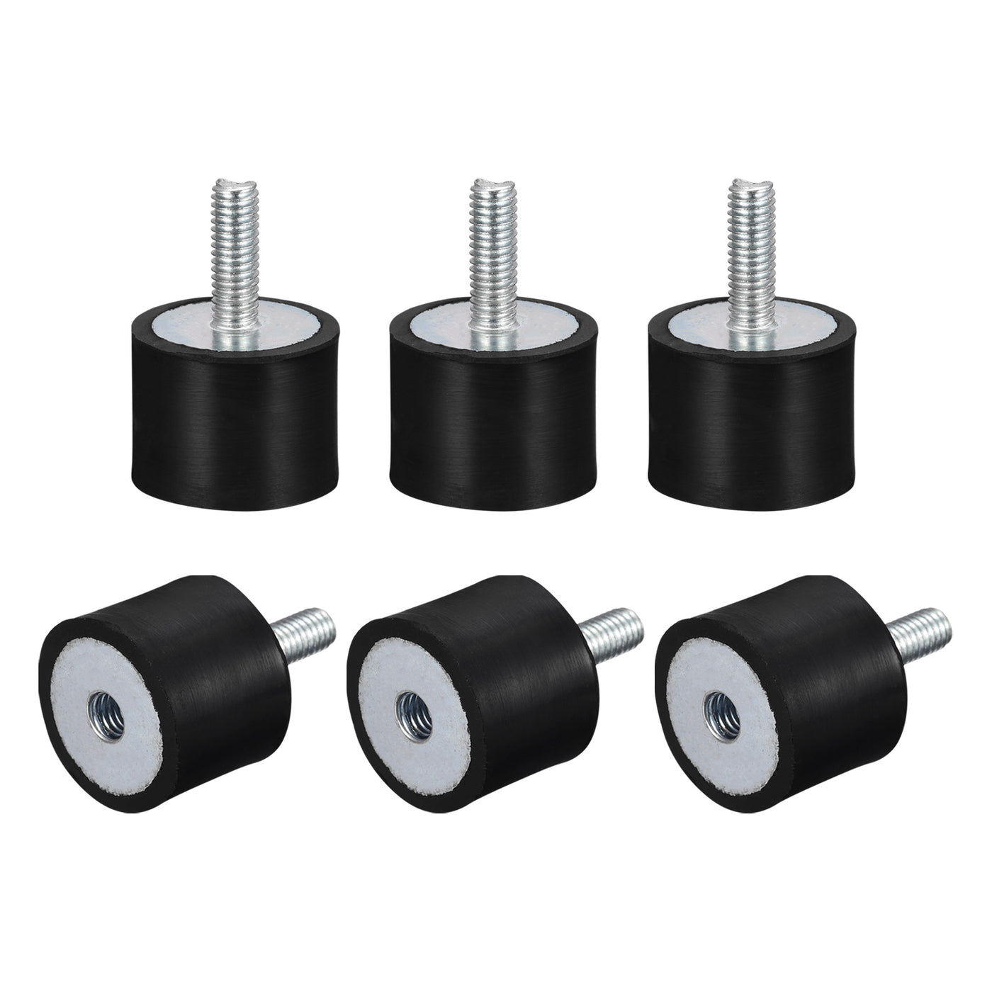 uxcell Uxcell Rubber Mount 6pcs M6 Male/Female Vibration Isolator Shock Absorber, D25mmxH20mm