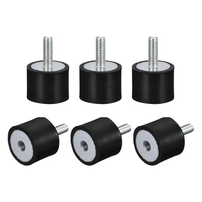 Harfington Uxcell Rubber Mount 6pcs M6 Male/Female Vibration Isolator Shock Absorber, D25mmxH20mm