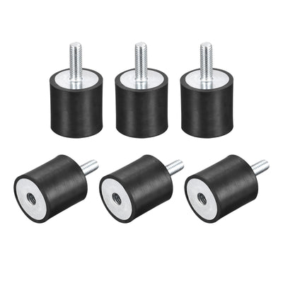 Harfington Uxcell Rubber Mount 6pcs M6 Male/Female Vibration Isolator Shock Absorber, D25mmxH25mm
