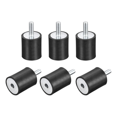 Harfington Uxcell Rubber Mount 6pcs M6 Male/Female Vibration Isolator Shock Absorber, D25mmxH30mm