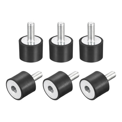 Harfington Uxcell Rubber Mount 6pcs M8 Male/Female Vibration Isolator Shock Absorber, D25mmxH20mm