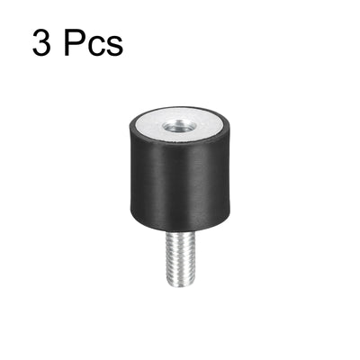 Harfington Uxcell Rubber Mount 3pcs M8 Male/Female Vibration Isolator Shock Absorber, D25mmxH25mm