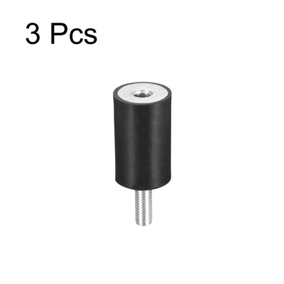 Harfington Uxcell Rubber Mount 3pcs M8 Male/Female Vibration Isolator Shock Absorber, D25mmxH40mm