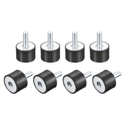 Harfington Uxcell Rubber Mount 8pcs M8 Male/Female Vibration Isolator Shock Absorber, D30mmxH20mm