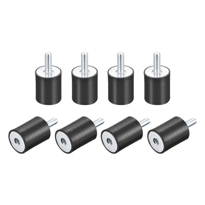 Harfington Uxcell Rubber Mount 8pcs M8 Male/Female Vibration Isolator Shock Absorber, D30mmxH40mm