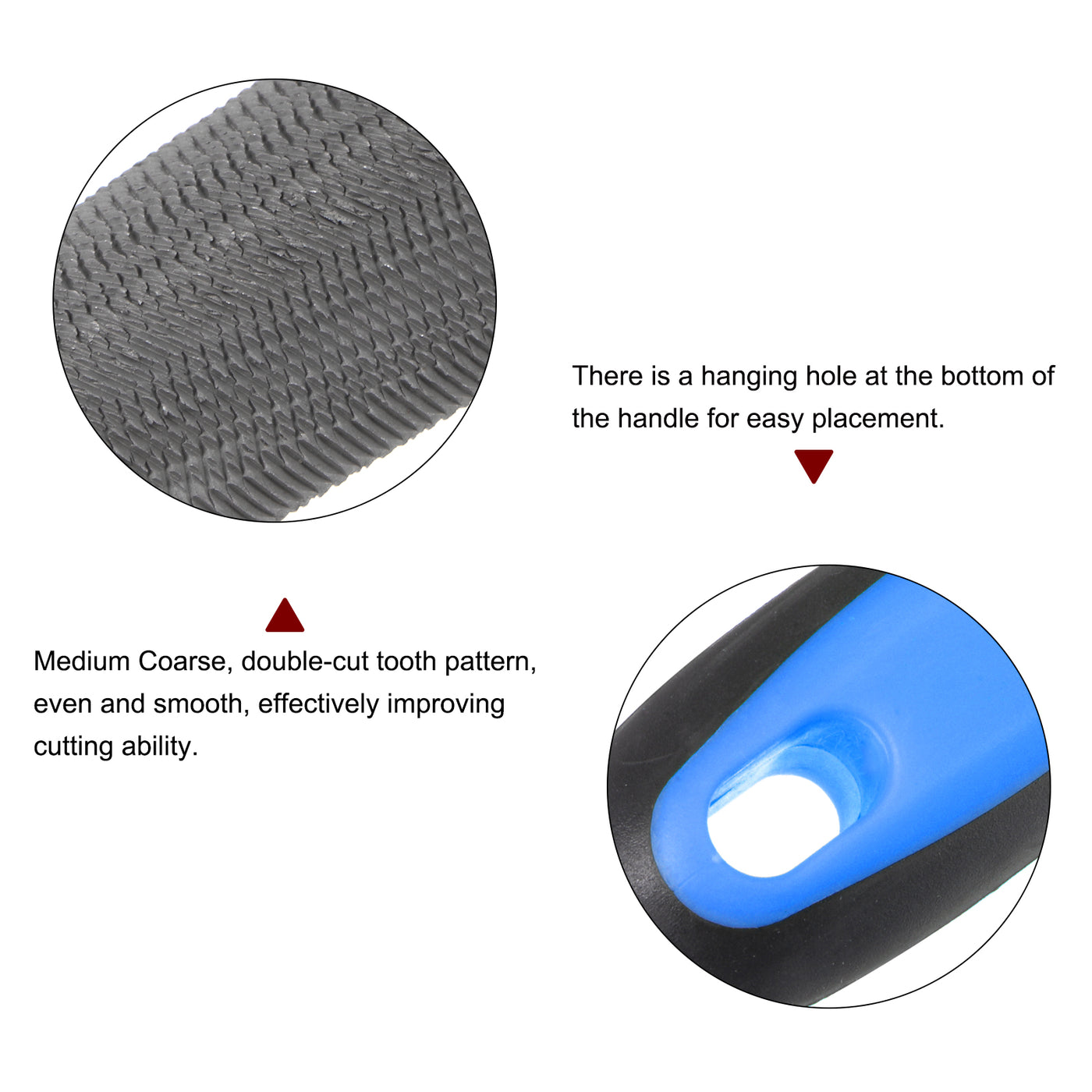 Harfington Half-Round File High Carbon Steel Double Cut Hand Rasp W Plastic Handle