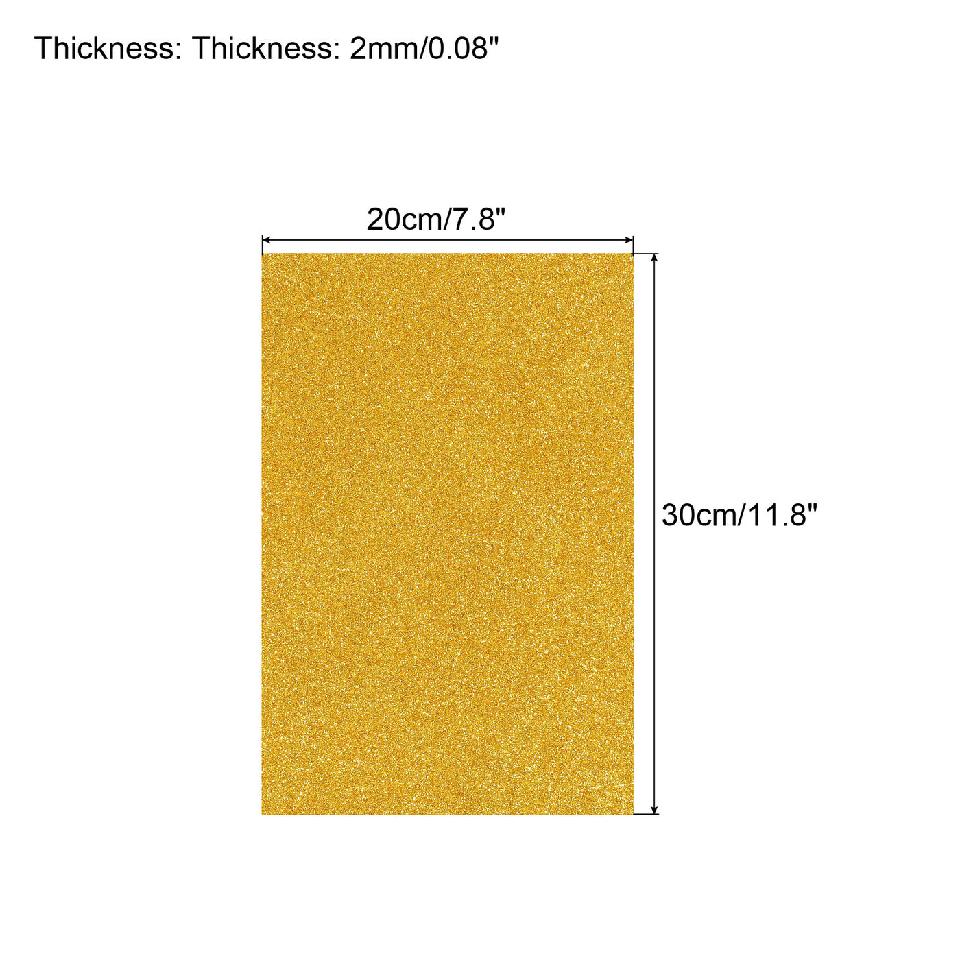 Harfington Glitter EVA Foam Sheets Soft Paper Self-Adhesive 11.8 x 7.8 Inch Gold Tone 2 Pcs