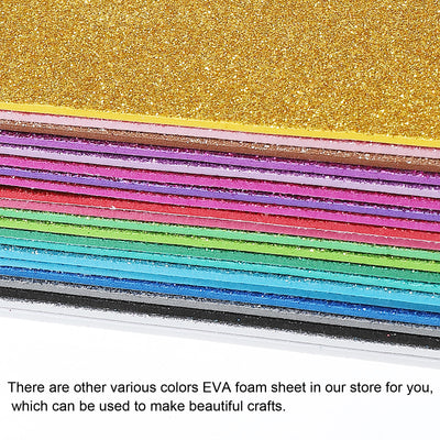 Harfington Glitter EVA Foam Sheets Soft Paper Self-Adhesive 11.8 x 7.8 Inch Gold Tone 2 Pcs