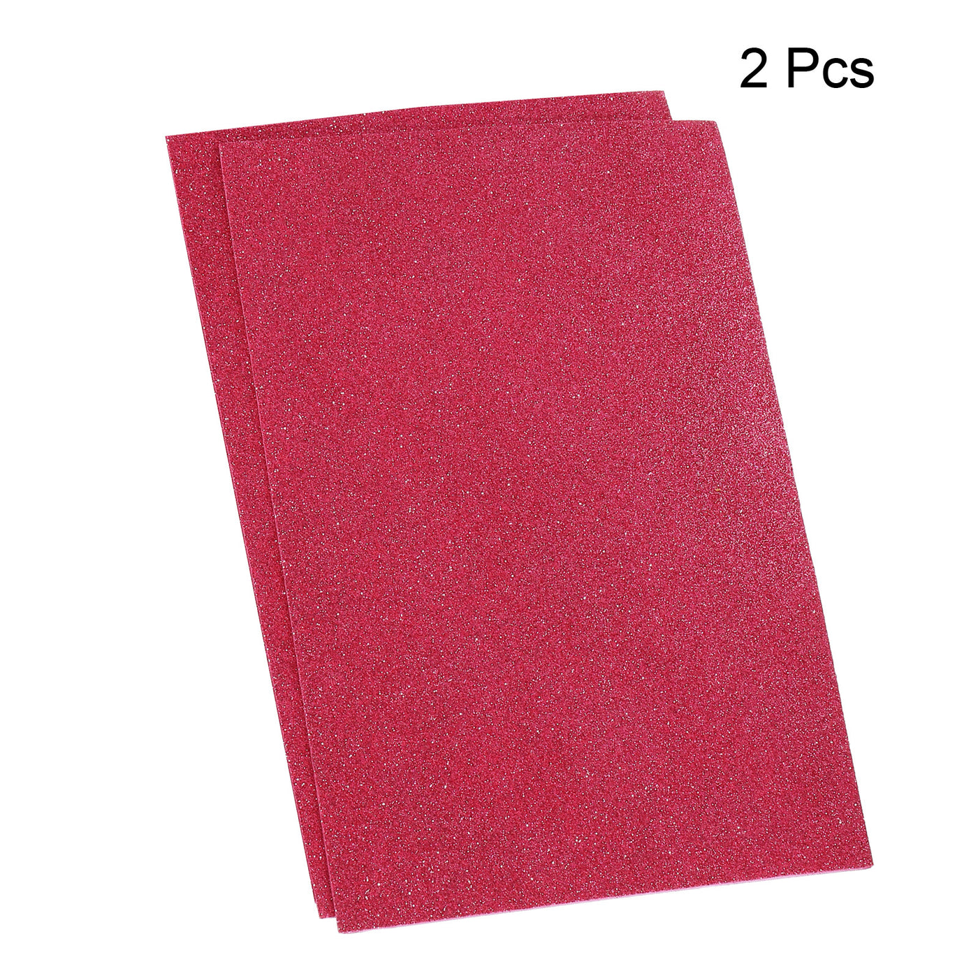 Harfington Glitter EVA Foam Sheets Soft Paper Self-Adhesive 11.8 x 7.8 Inch Light Red 2 Pcs