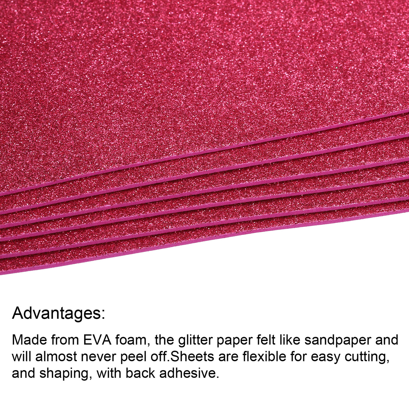 Harfington Glitter EVA Foam Sheets Soft Paper Self-Adhesive 11.8 x 7.8 Inch Dark Red 2 Pcs