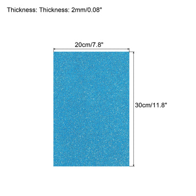 Harfington Glitter EVA Foam Sheets Soft Paper Self-Adhesive 11.8x7.8 Inch Light Blue 2Pcs