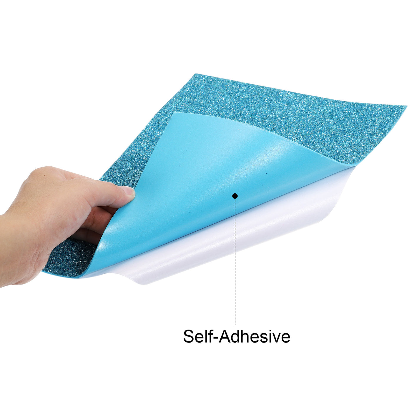 Harfington Glitter EVA Foam Sheets Soft Paper Self-Adhesive 11.8 x 7.8 Inch Lake Blue 2 Pcs