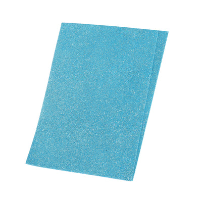 Harfington Glitter EVA Foam Sheets Soft Paper Self-Adhesive 11.8 x 7.8 Inch Lake Blue 2 Pcs