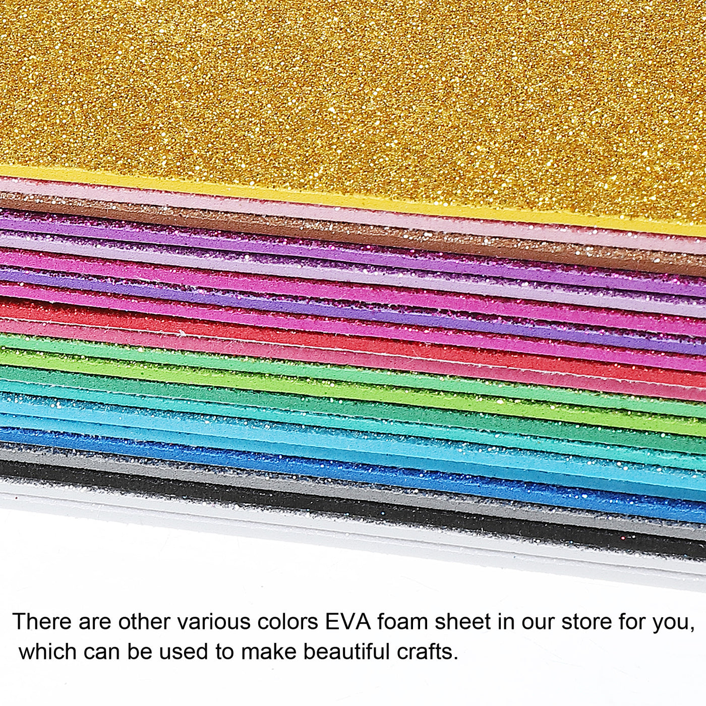 Harfington Glitter EVA Foam Sheets Paper Self-Adhesive 11.8x7.8 Inch Medium Gold Tone 2 Pcs