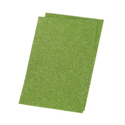 Harfington Glitter EVA Foam Sheets Soft Paper Self-Adhesive 11.8x7.8 Inch Light Green 2 Pcs
