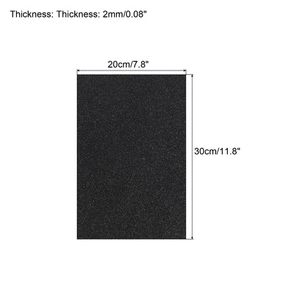 Harfington Glitter EVA Foam Sheets Soft Papers Self-Adhesive 11.8 x 7.8 Inch Black 2 Pcs
